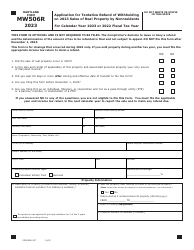 Maryland Form MW506R (COM/RAD-307) Application for Tentative Refund of Withholding on 2023 Sales of Real Property by Nonresidents - Maryland