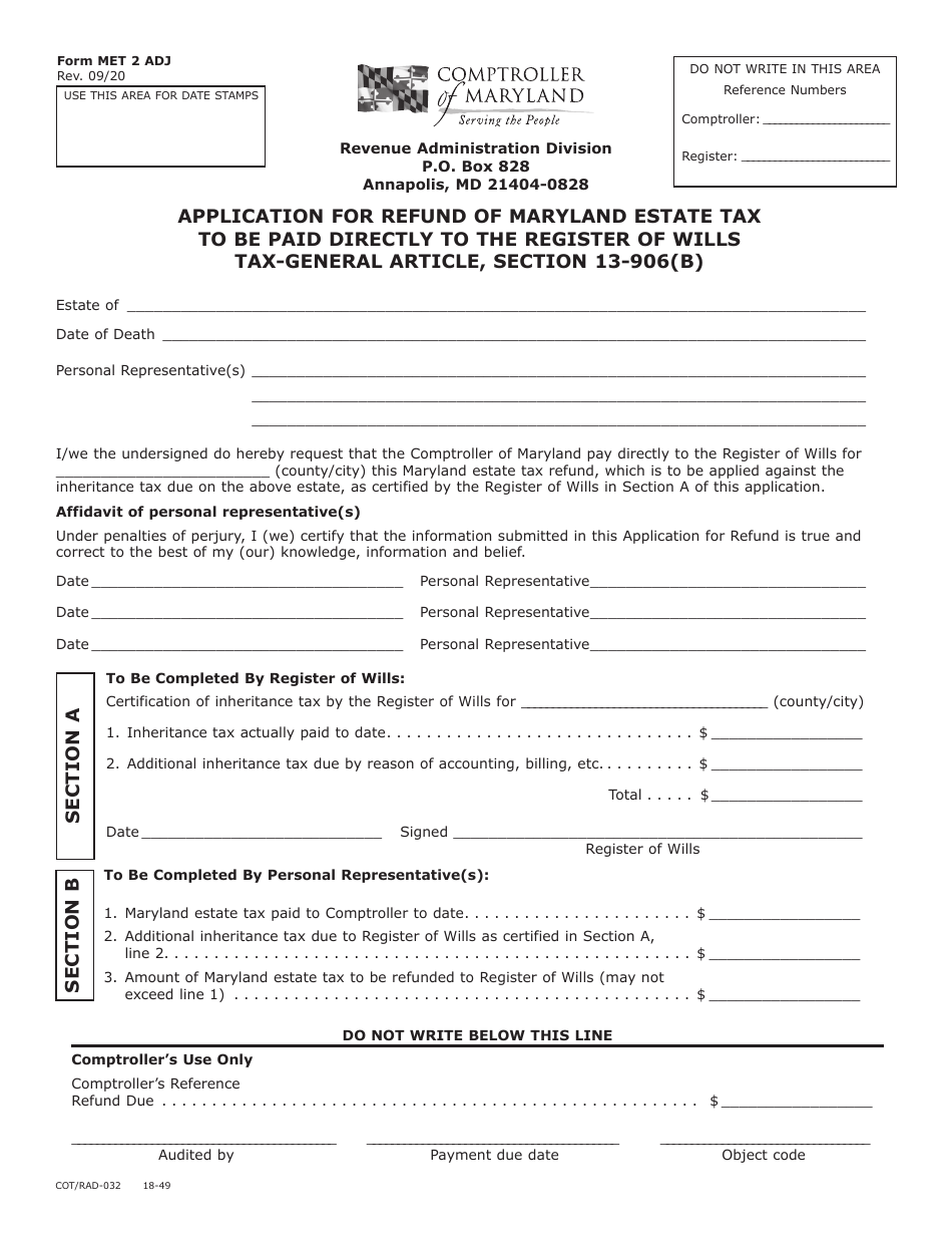 Form MET-2 ADJ (COT/RAD-032) - Fill Out, Sign Online And Download ...