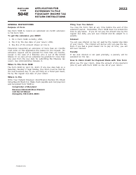 Maryland Form 504E (COM/RAD-056) Application for Extension to File Fiduciary Income Tax Return - Maryland, Page 2