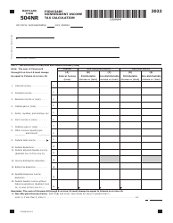 Maryland Form 504NR (COM/RAD-319) Fiduciary Nonresident Income Tax Calculation - Maryland
