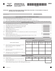 Maryland Form 504UP (COM/RAD-302) Underpayment of Fiduciary Income Tax - Maryland