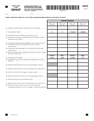 Maryland Form 504UP (COM/RAD-302) Underpayment of Fiduciary Income Tax - Maryland, Page 2