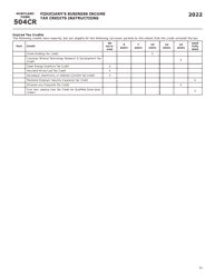 Maryland Form 504CR (COM/RAD-057) Business Income Tax Credits for Fiduciaries - Maryland, Page 29