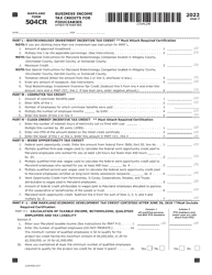 Maryland Form 504CR (COM/RAD-057) Business Income Tax Credits for Fiduciaries - Maryland, Page 3