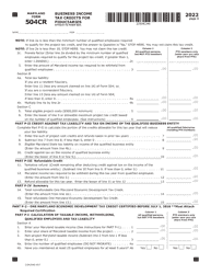 Maryland Form 504CR (COM/RAD-057) Business Income Tax Credits for Fiduciaries - Maryland, Page 4