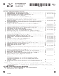 Maryland Form 504CR (COM/RAD-057) Business Income Tax Credits for Fiduciaries - Maryland, Page 7