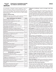 Maryland Form 504CR (COM/RAD-057) Business Income Tax Credits for Fiduciaries - Maryland, Page 9