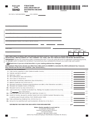Maryland Form 504D (COM/RAD-068) Fiduciary Declaration of Estimated Income Tax - Maryland