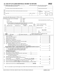 Document preview: Form AL-1040 Individual Income Tax Return - City of Albion, Michigan, 2022