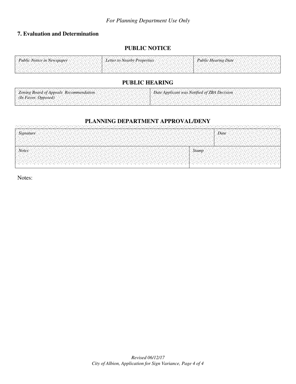 Application for Sign Variance - Alter / Expand Non-conforming Sign - City of Albion, Michigan, Page 4