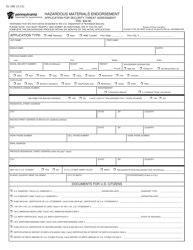 Document preview: Form DL-288 Hazardous Materials Endorsement Application for Security Threat Assessment - Pennsylvania