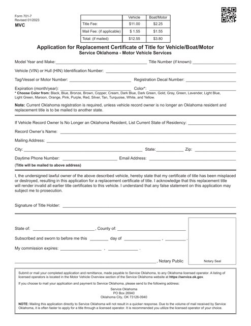 Form 701-7  Printable Pdf