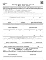 Document preview: Form 779 U.S. Armed Forces Affidavit - Oklahoma