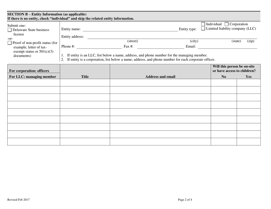 Delaware Relocation/Renewal License Application - Residential Child ...