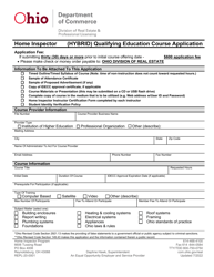 Document preview: Form REPL-20-001 Home Inspector (Hybrid) Qualifying Education Course Application - Ohio
