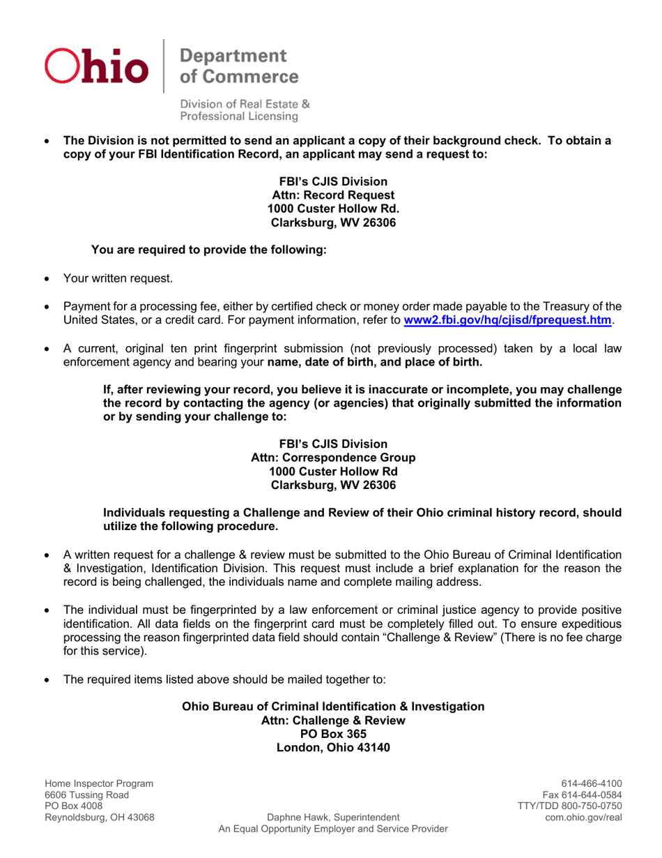 Form REPL-19-0003 Home Inspector License Initial License Application - Ohio, Page 2