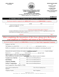 Document preview: Form 3 Authorization to Release Employment Information - Hawaii