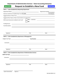 Document preview: Form DAS-SAE RENF-23.2 Request to Establish a New Fund - Iowa