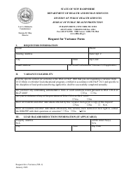 Form VR-1 Request for Variance Form - New Hampshire