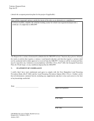 Form VR-1 Request for Variance Form - New Hampshire, Page 4