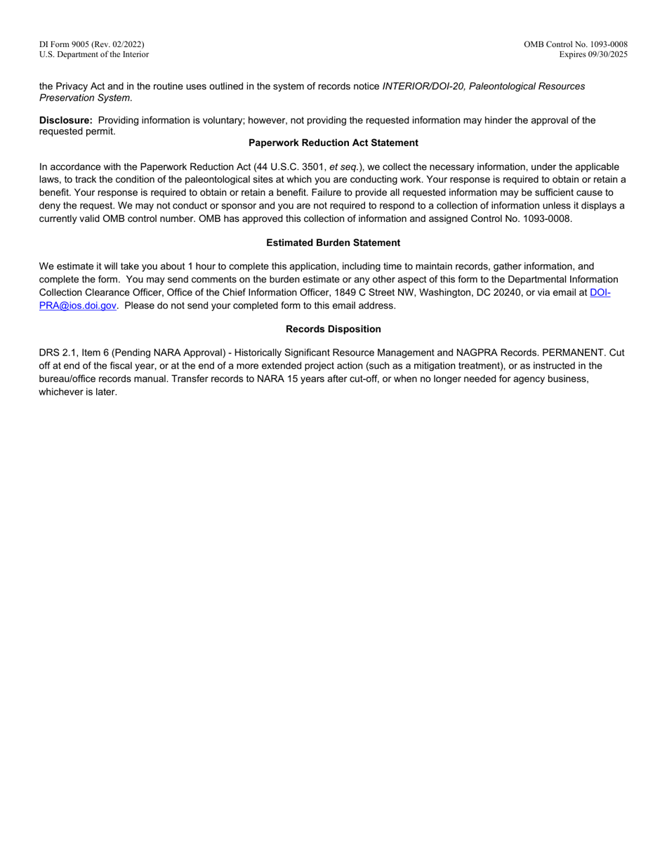 Form DI-9005 Notice to Proceed (Paleontology), Page 3