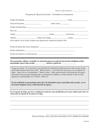 Document preview: Formulario De Terminacion - Programa De Opcion De Escuela - Delaware (Spanish)