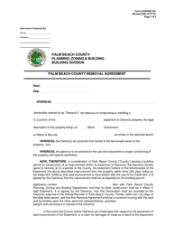 Document preview: Form 025PBO.043 Palm Beach County Removal Agreement - Florida