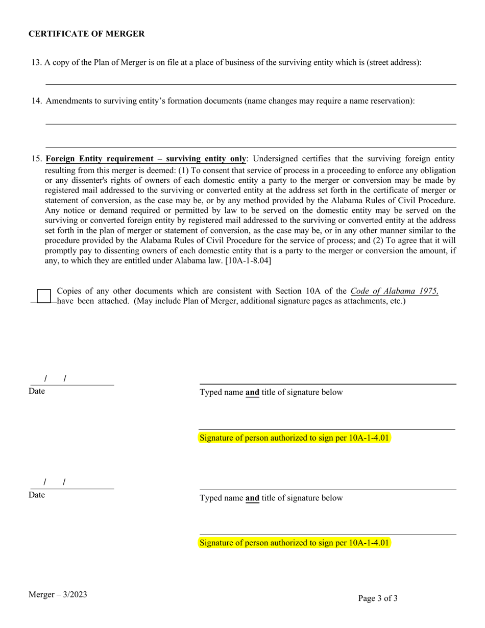 Certificate of Merger - Alabama, Page 3