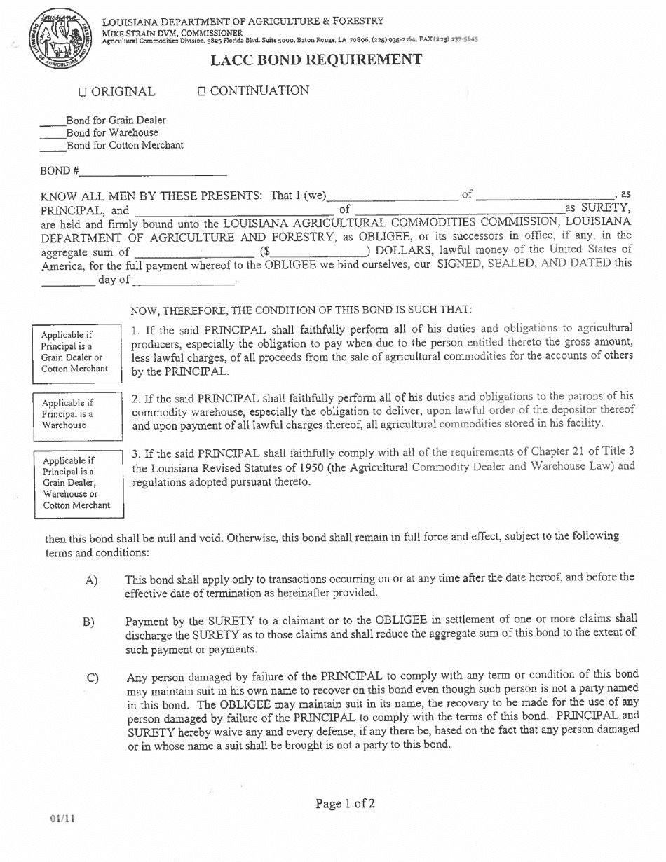 Lacc Bond Requirement - Louisiana, Page 1