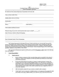 Document preview: Farmer Participation Agreement - Louisiana Farmers' Market Nutrition Program - Louisiana, 2023