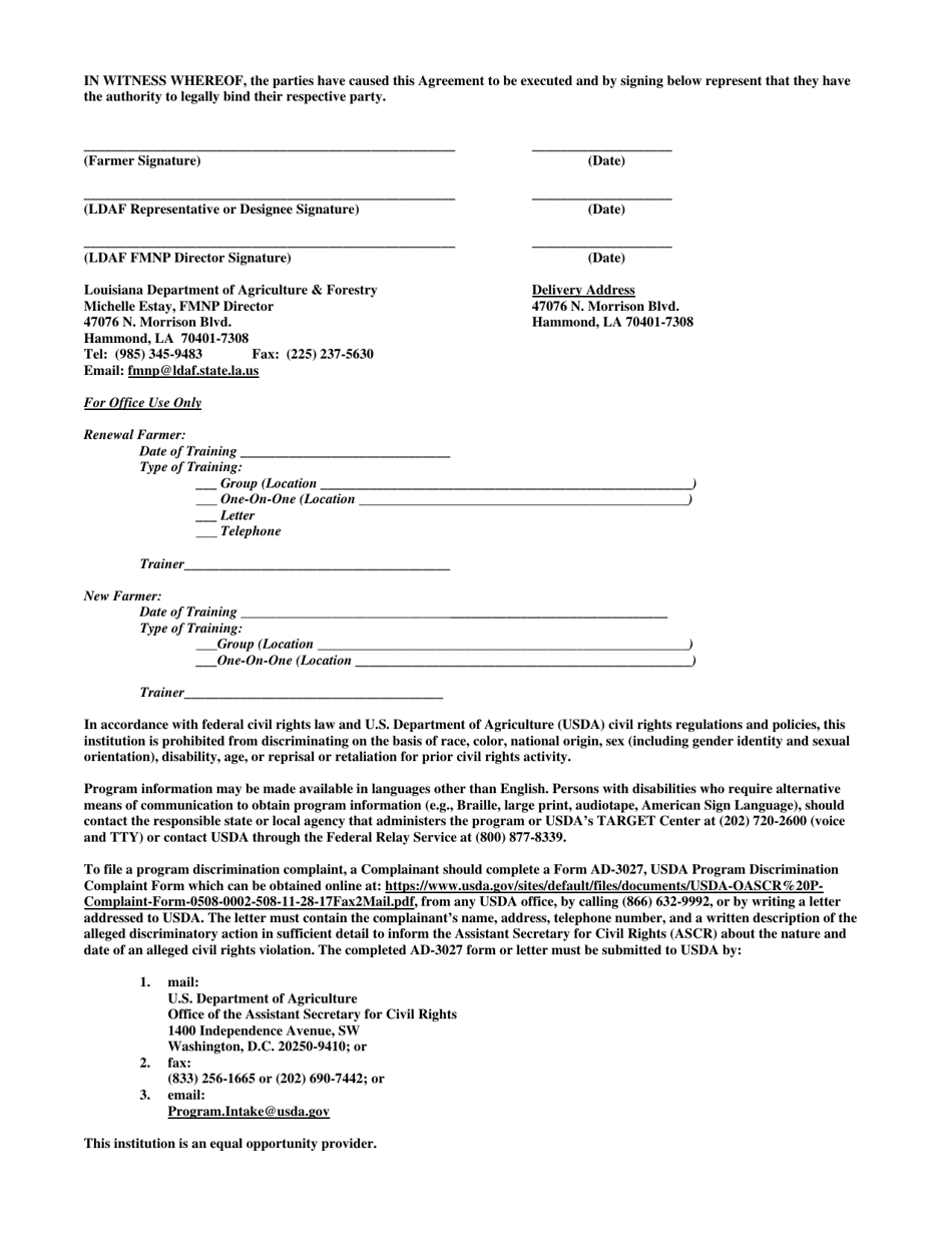 Farmer Participation Agreement - Louisiana Farmers Market Nutrition Program - Louisiana, Page 4