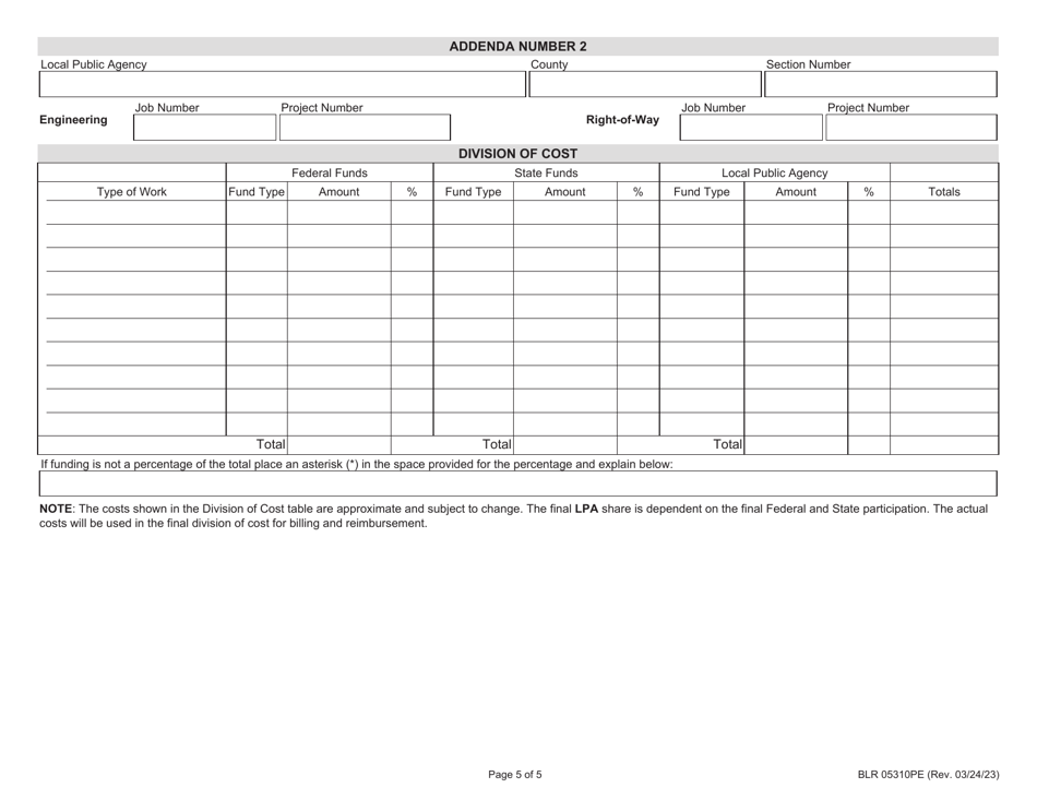 Form BLR05310PE Joint Funding Agreement for Pe / Row - Illinois, Page 5