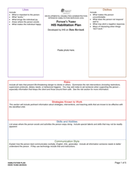 DSHS Form 10-682 Intensive Habilitation Services (Ihs) Habilitation Plan - Washington