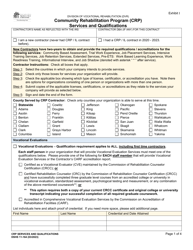 DSHS Form 11-164 Exhibit 1 Community Rehabilitation Program (Crp) Services and Qualifications - Washington