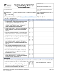 DSHS Form 16-267 Integrated Settings Review for Resource Managers - Washington