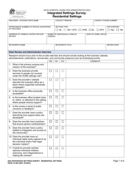Document preview: DSHS Form 16-264 Integrated Settings Survey: Residential Settings - Washington