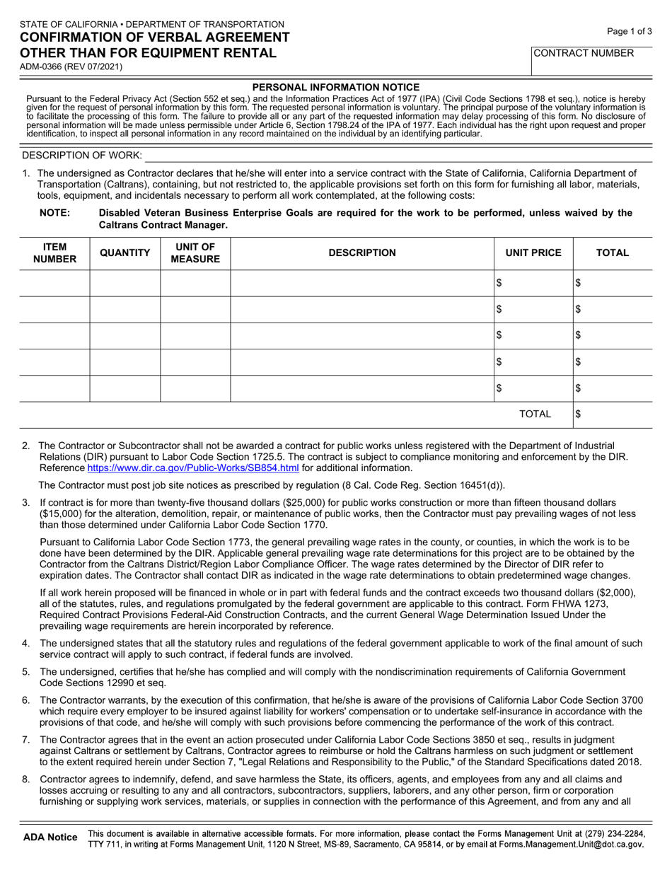Form ADM-0366 Download Fillable PDF or Fill Online Confirmation of ...