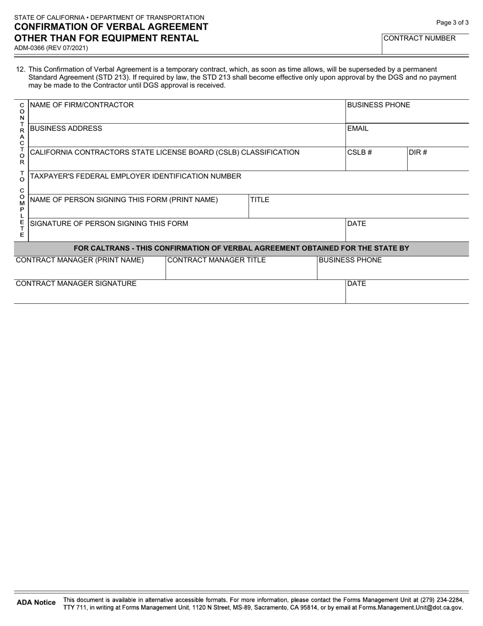 Form ADM-0366 Download Fillable PDF or Fill Online Confirmation of ...