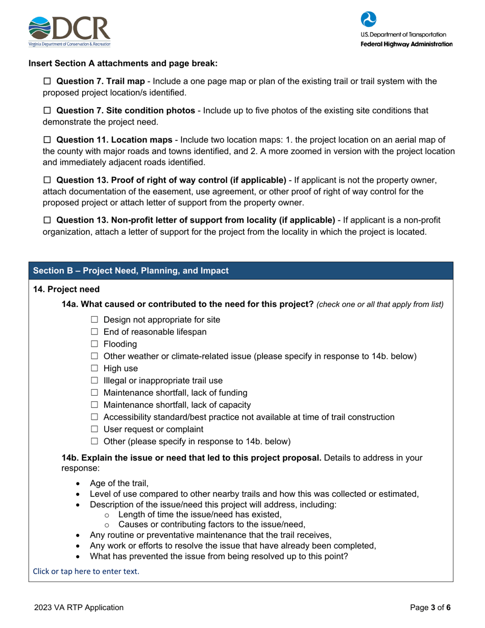 Virginia Recreational Trails Program Application - Virginia, Page 3