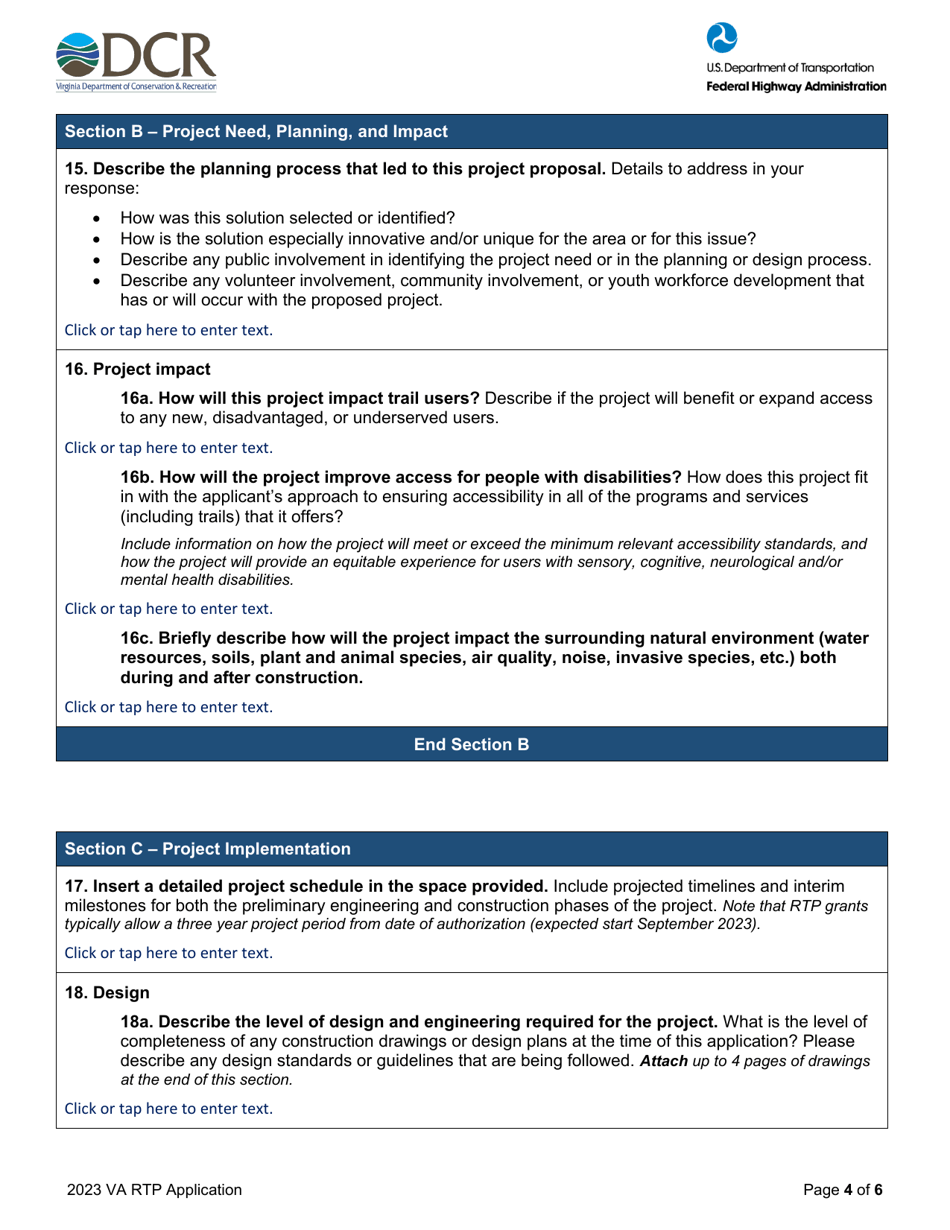 Virginia Recreational Trails Program Application - Virginia, Page 4