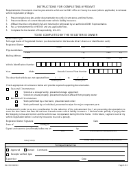 Form NVL003 Dormant Vehicle Affidavit - Nevada, Page 2