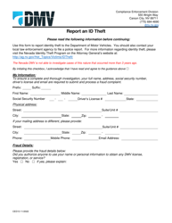 Document preview: Form CED13 Report an Id Theft - Nevada