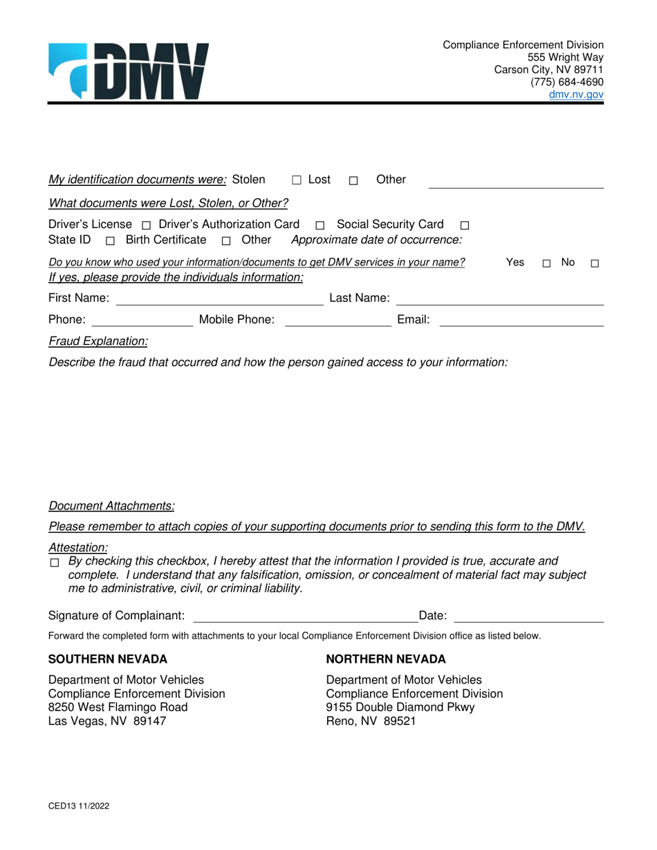 Form Ced13 Fill Out Sign Online And Download Fillable Pdf Nevada Templateroller