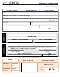 Form DMV-198 Application for Employee Id Card - Vermont