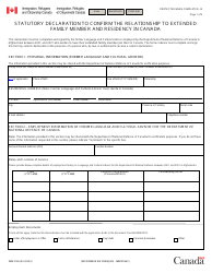 Document preview: Form IMM0186 Statutory Declaration to Confirm the Relationship to Extended Family Member and Residency in Canada - Canada
