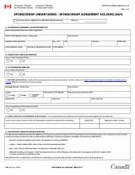 Form IMM5373 Sponsorship Undertaking - Sponsorship Agreement Holders (Sah) - Canada