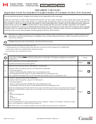 Document preview: Form IMM0170 Document Checklist - Application Forms for Outside-Of-Canada Families of Canadian Victims of Air Disasters - Canada