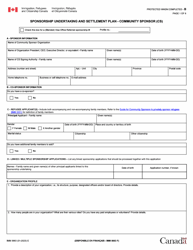 Document preview: Form IMM5663 Sponsorship Undertaking and Settlement Plan - Community Sponsor (Cs) - Canada