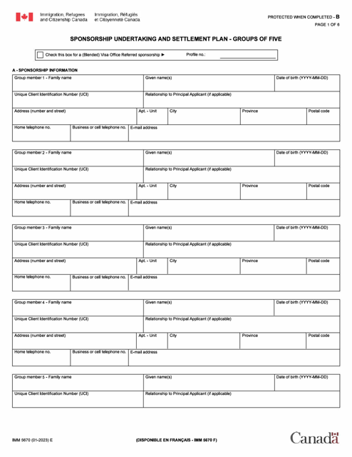 Form IMM5670  Printable Pdf