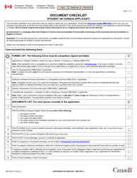 Document preview: Form IMM5555 Document Checklist Student (In Canada Applicant) - Canada
